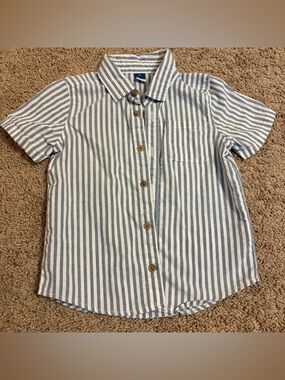Old Navy size 5T Striped Short-Sleeve Button-Down Shirt - Blue & White